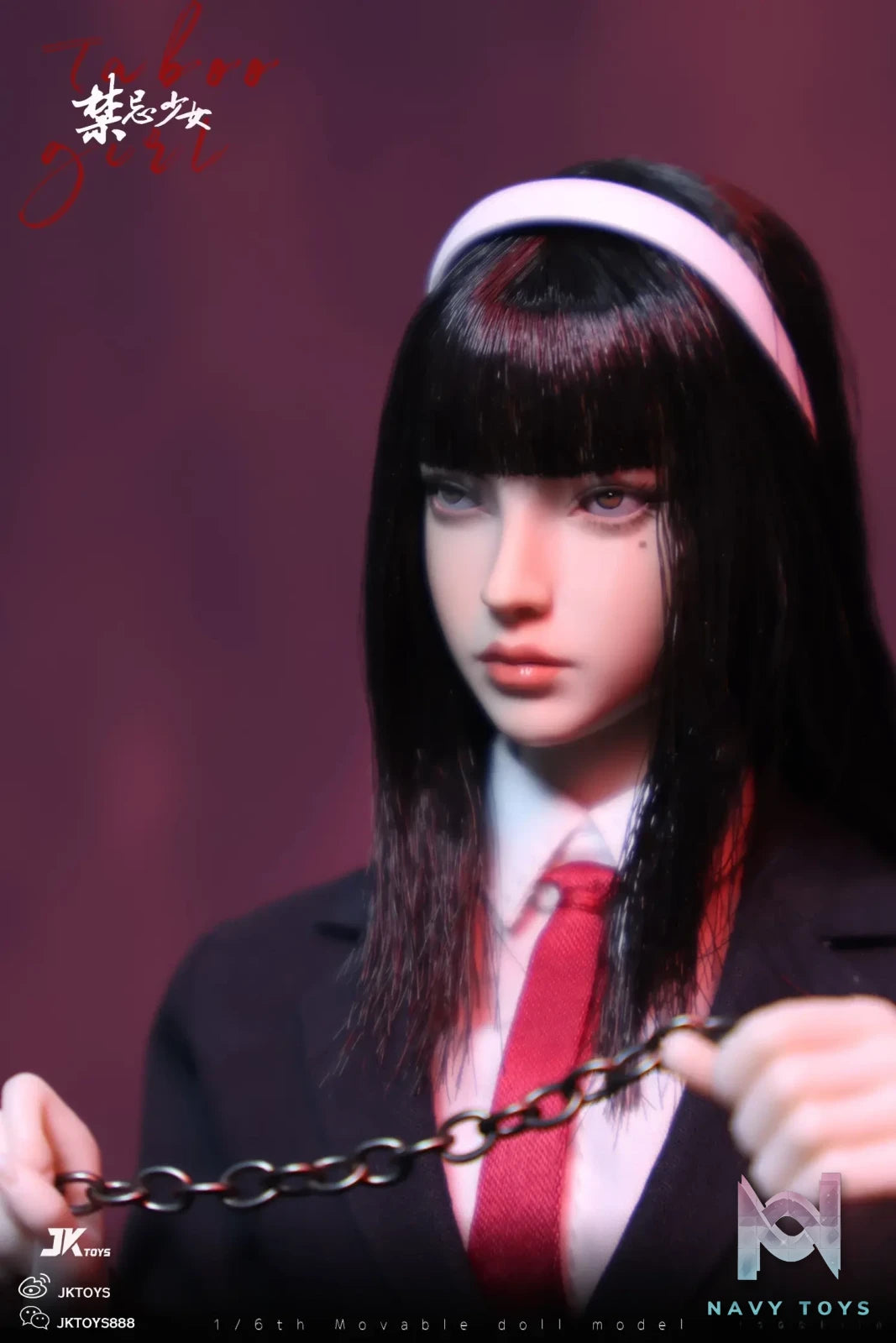 JKTOYS – Tomie 1/6 Taboo girl Tomie cosplay version Movable Eye Double Headed Sculpture Configuration K-005