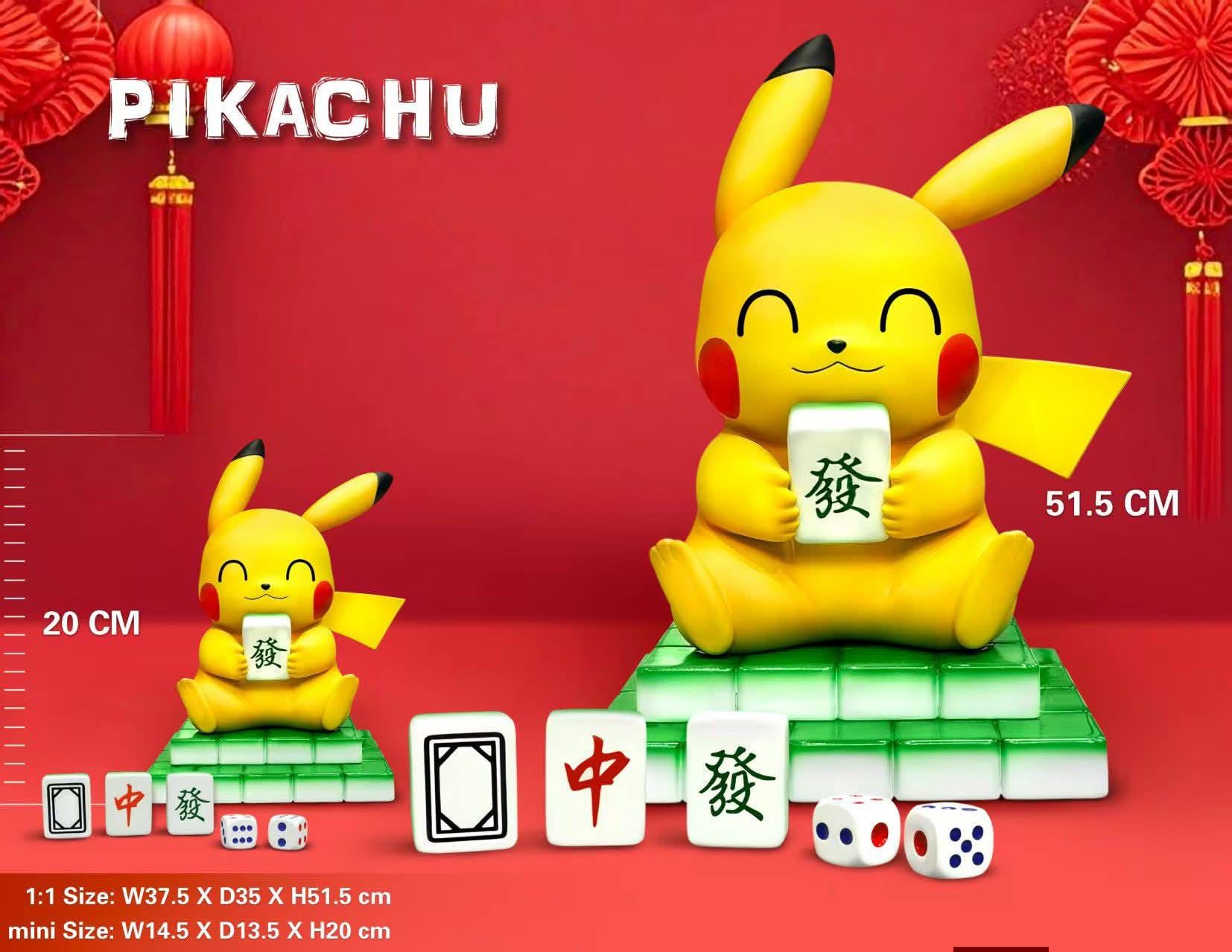 Pikachu playing Mahjong resin statue egg studio anime figure