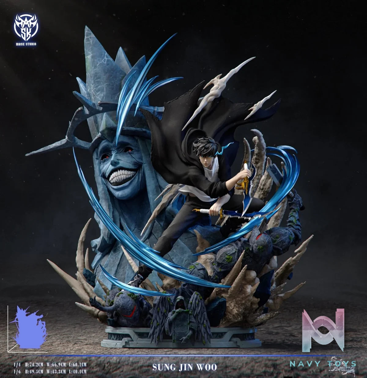 Sung Jinwoo VS Statue of God resin statue mask studio anime figure