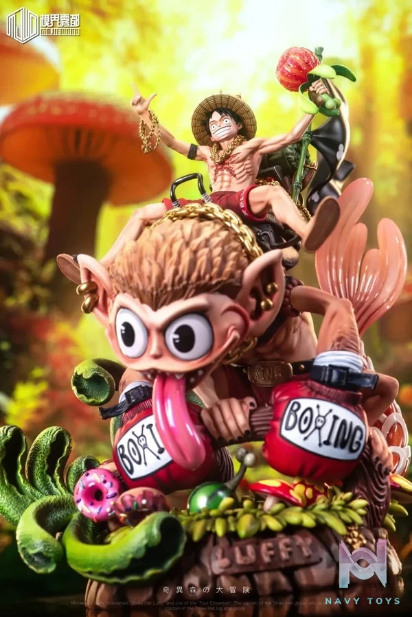 Mo Jie Wu Du Studio - One Piece Strange Forest Adventure 4 Luffy & Fishtail Monkey resin statue Navy Toys anime figure