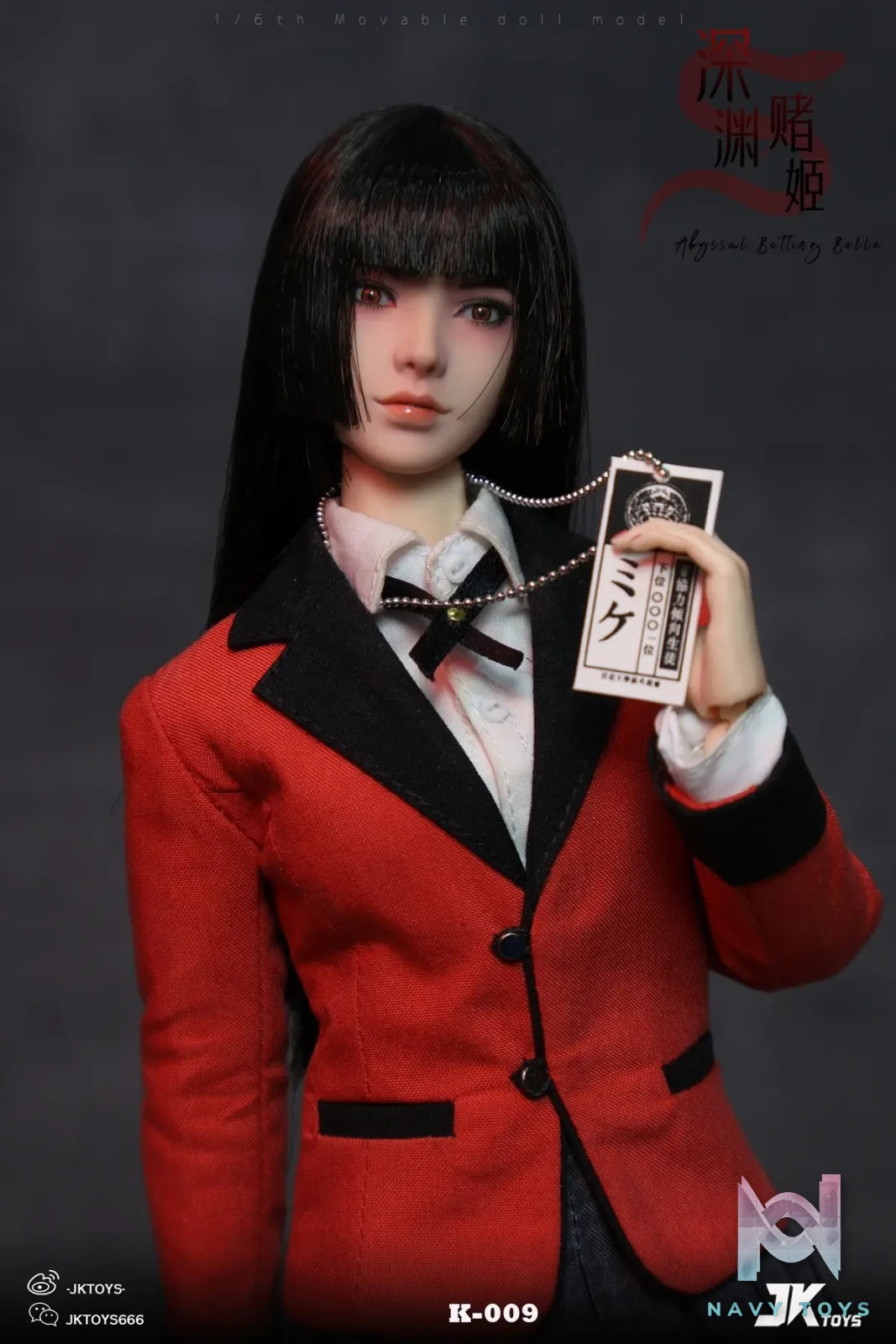 JKTOYS – Kakegurui 1/6 Abyssal Betting Belle Yumeko Movable Eye Hair Implant Head K-009