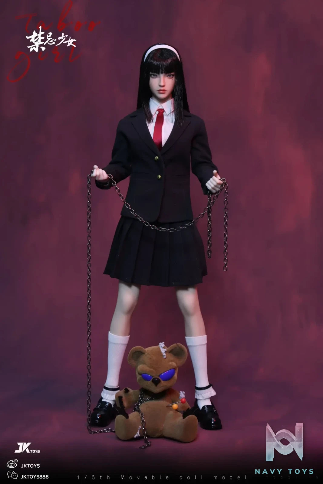 JKTOYS – Tomie 1/6 Taboo girl Tomie cosplay version Movable Eye Double Headed Sculpture Configuration K-005