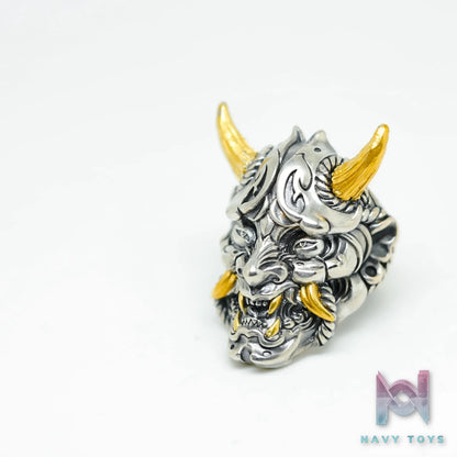 Raven Studio (silver jewelry) – Original Exclusive Design “Hannya” Japanese Samurai Armor Mask Ring Original