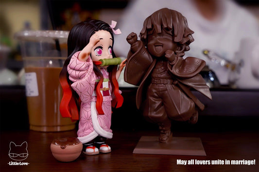 Nezuko & Zenitsu Chocolate resin statue little love studio anime figure