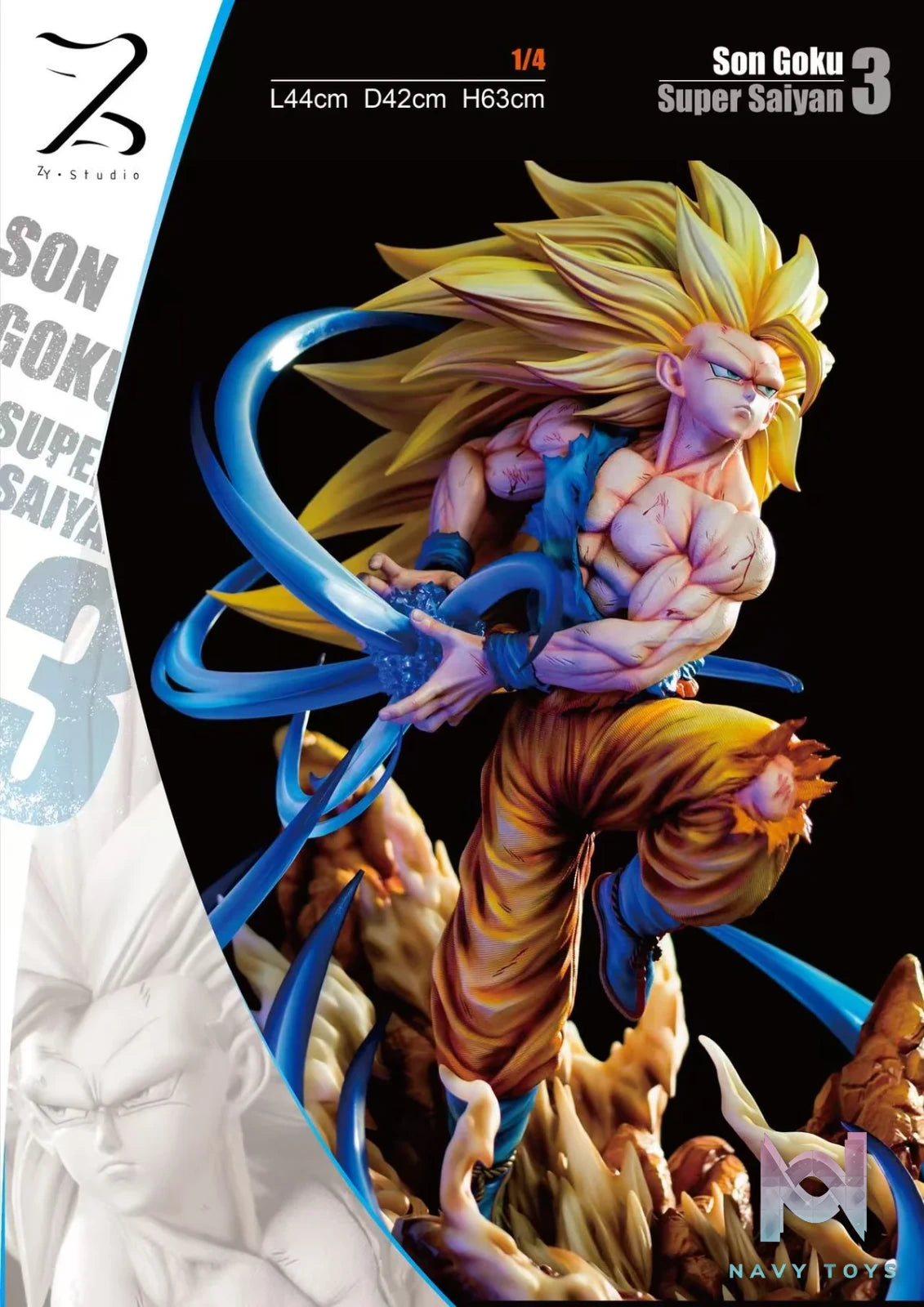 Goku Super Saiyan 3 resin statue ZY Studio x Poker Monster Studio anime figure