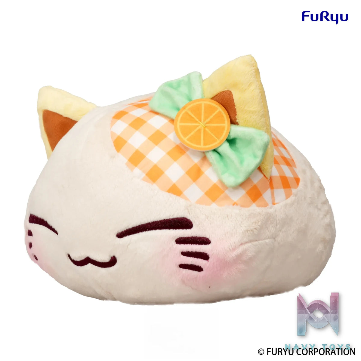 FURYU – Nemuneko Cat Fruit Big Plush Toy Apple X Orange (Licensed)