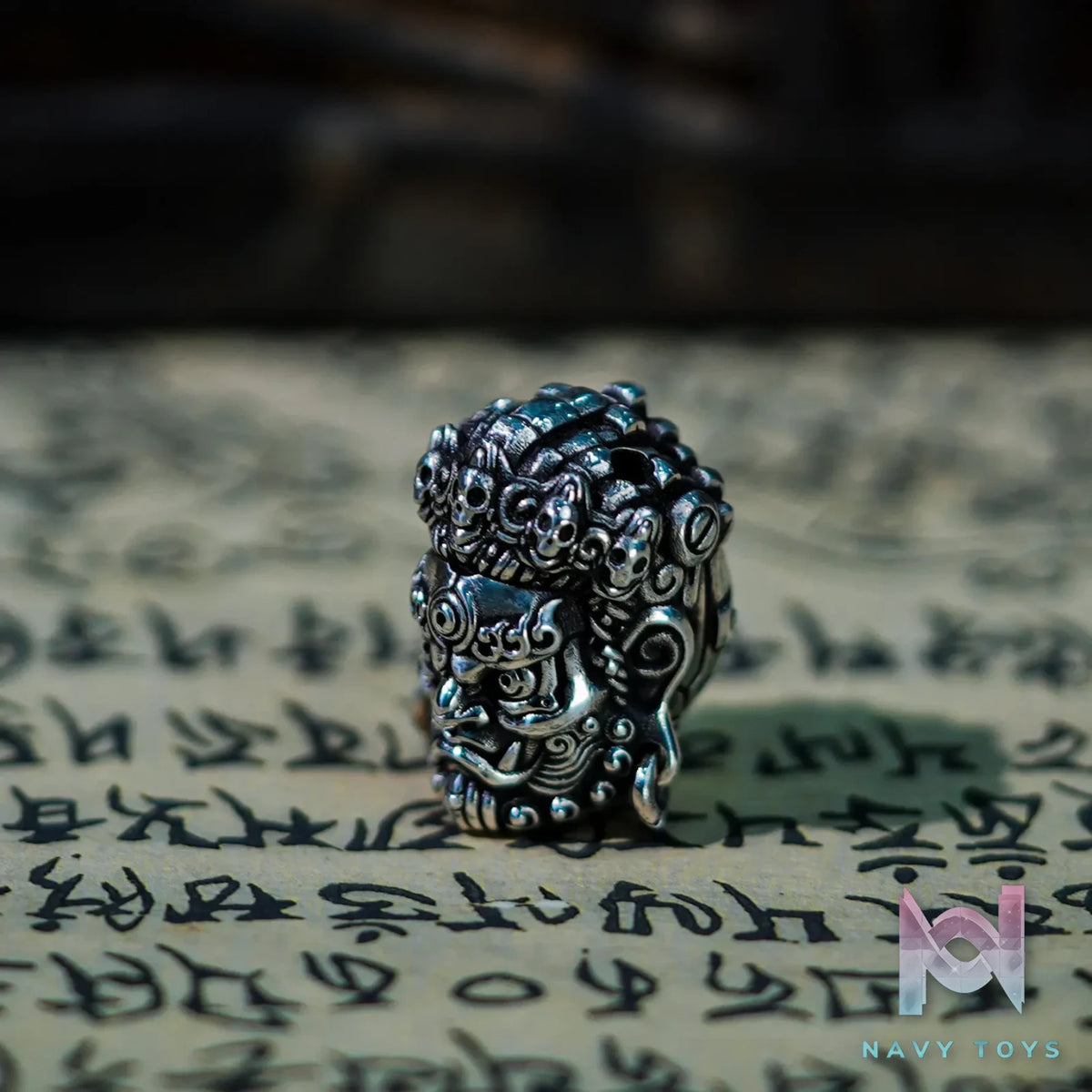 Raven Studio (silver jewelry) – Original “Great Ease” Mahakala Triple-Hole Spacer Bead Original