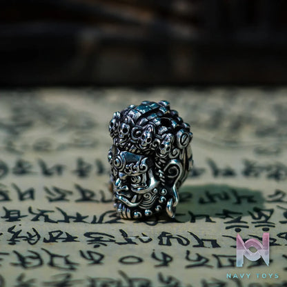 Raven Studio (silver jewelry) – Original “Great Ease” Mahakala Triple-Hole Spacer Bead Original