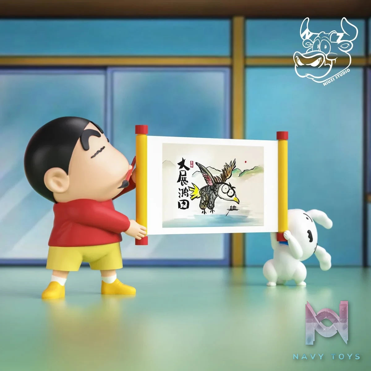 Great Ambition Calligraphy Shin - chan resin statue NIUZI Studio anime figure