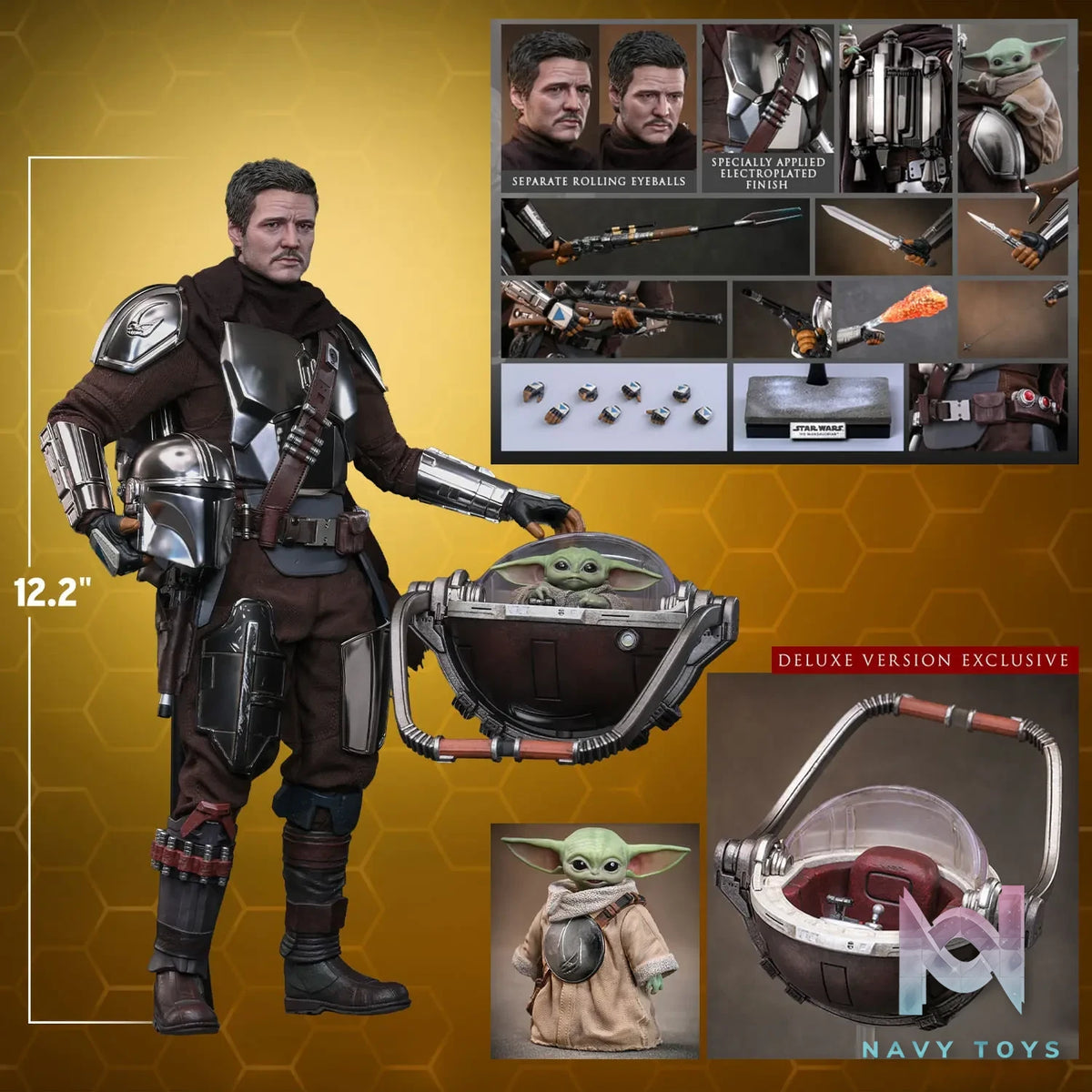 Hottoys – Star Wars: The Mandalorian X Grogu The Mandalorian and Grogu 1/6th scale Collectible Set MMS871 MMS872 (Licensed)
