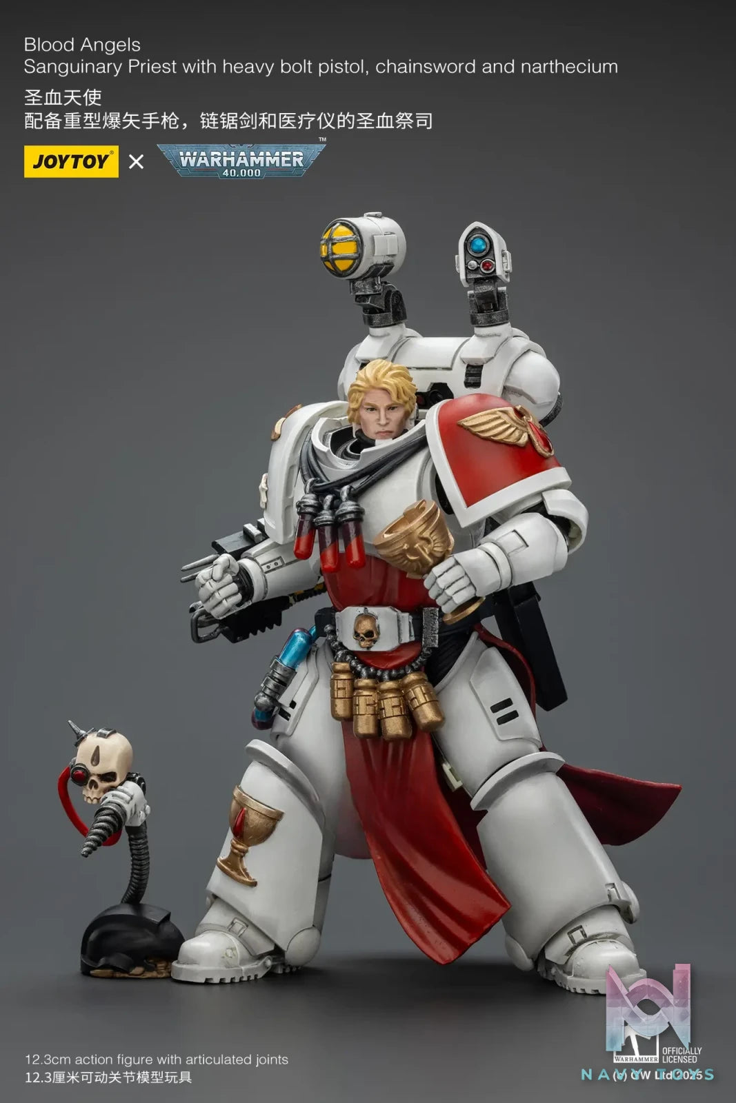 JOYTOY – 1/18 Blood Angels Sanguinary Priest with heavy bolt pistol, chainsword and narthecium JT1789 (Licensed)