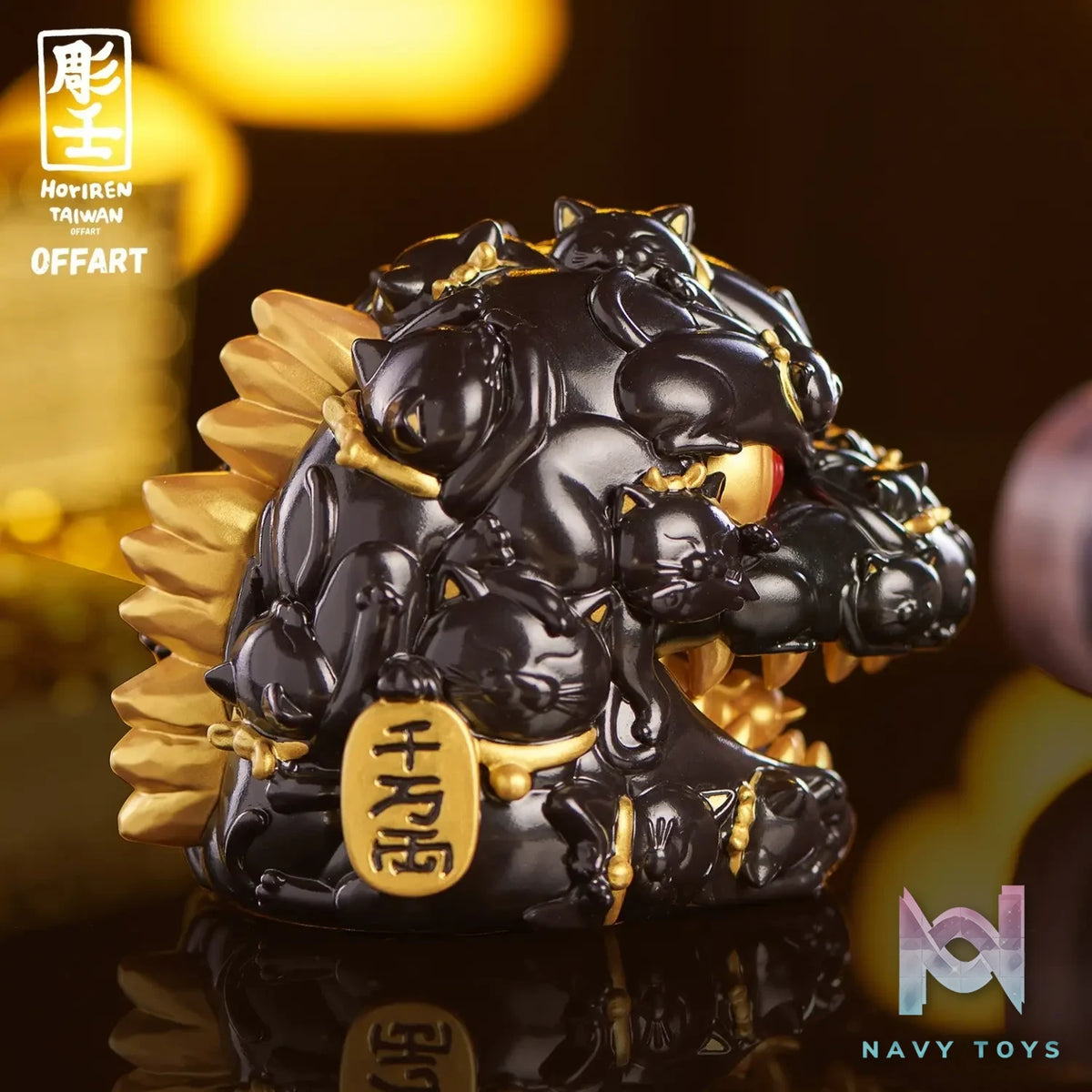 OFFART & A Ren – OFFART X Horiren Red Flame Hundred Cats Mini – Black Gold Bust (Licensed)