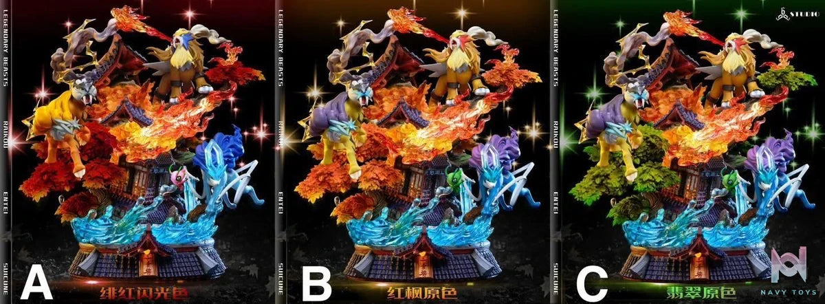 Entei & Raikou & Suicune resin statue 666 Studio anime figure