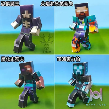 Qian Zhi Lu Studio – Steve Creeper Solid 303 Articulated 3D Paper Model DIY Minecraft