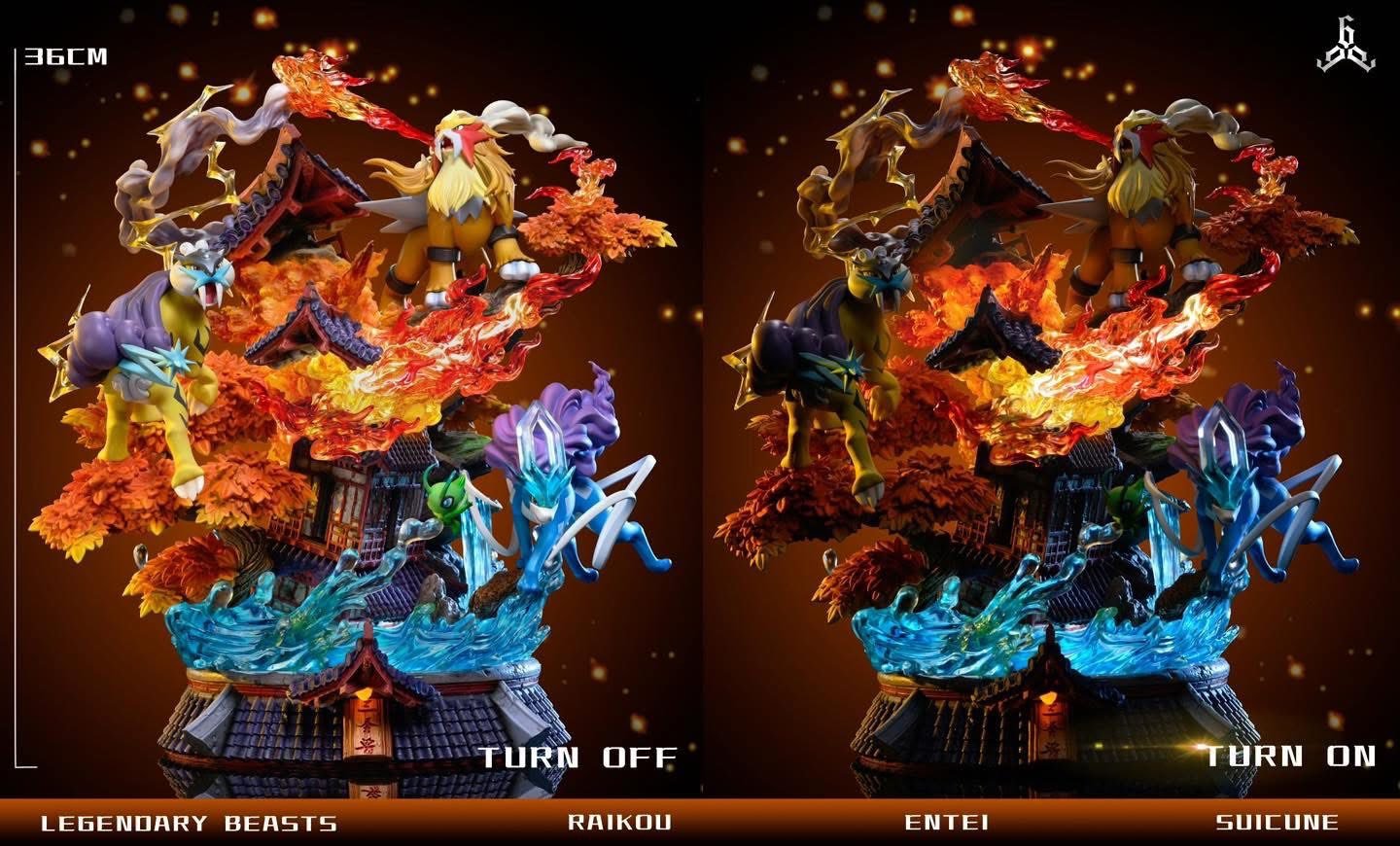 Entei & Raikou & Suicune resin statue 666 Studio anime figure