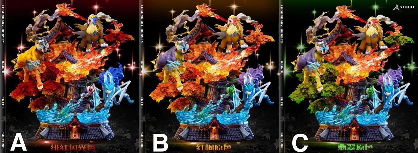 Entei & Raikou & Suicune resin statue 666 Studio anime figure