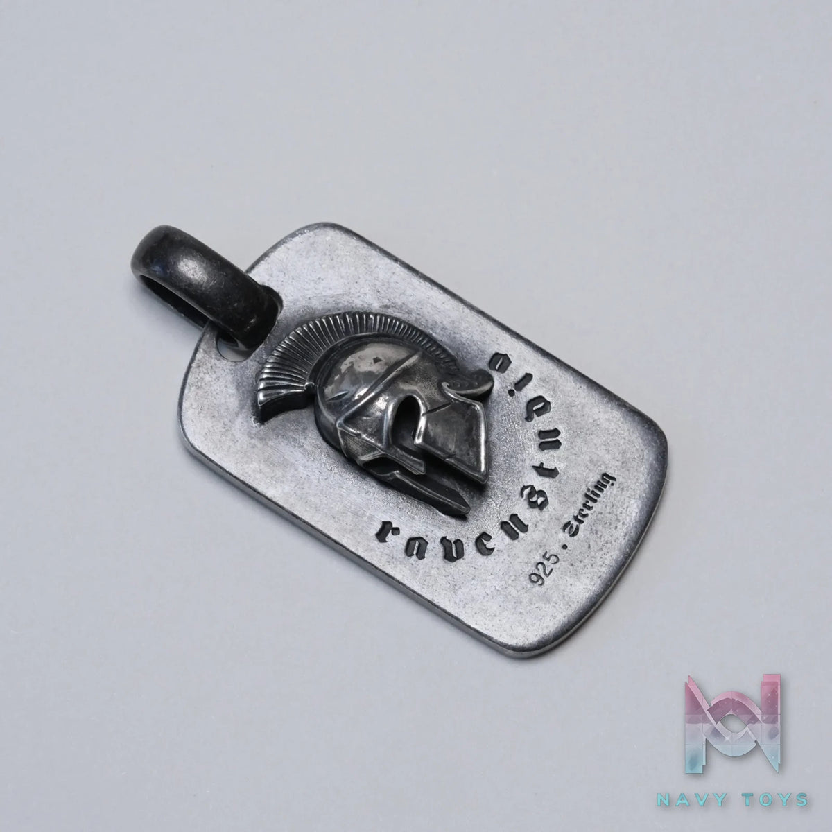 Raven Studio (silver jewelry) – Original Classical Style “Spartan” Helmet Dog Tag Pendant Original