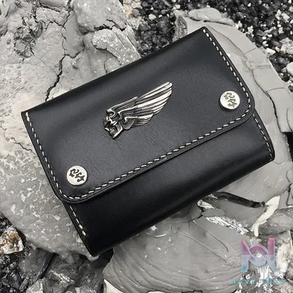 Raven Studio (silver jewelry) – Highway Angel Short Black Vegetable-Tanned Cowhide Wallet Original