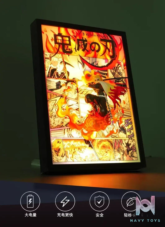 Time tree Studio – Demon Slayer: Kimetsu No Yaiba Kyojuro Rengoku Decorative 3D Stereoscopic Painting