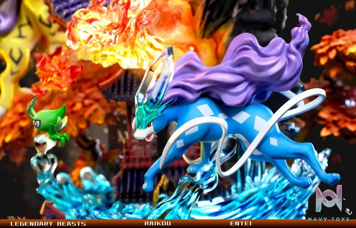 666 Studio - Pokémon Legendary Pokémon Entei & Raikou & Suicune resin statue Navy Toys anime figure