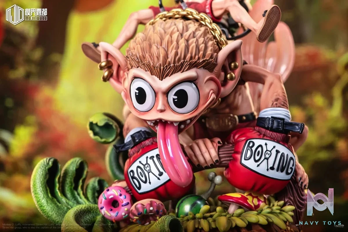 Mo Jie Wu Du Studio - One Piece Strange Forest Adventure 4 Luffy & Fishtail Monkey resin statue Navy Toys anime figure