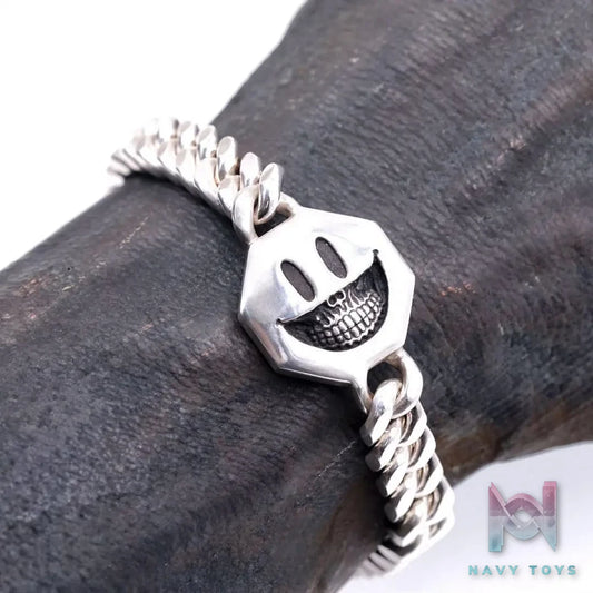 Raven Studio (silver jewelry) – Original Design Ron English Smiley Skull Bracelet Original