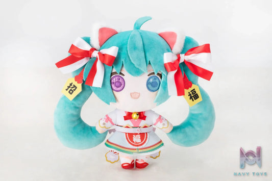 KADOKAWA – Hatsune Miku × Maneki-neko White Cat Standard Plush Art by Rassu (Licensed)