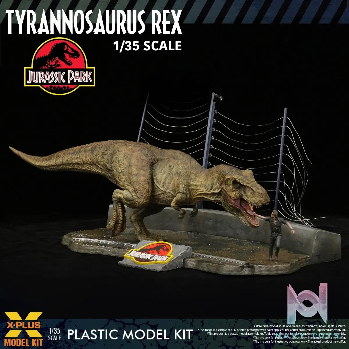 X-PLUS PLEX Studio – Jurassic Park Tyrannosaurus Rex 1/35 Scale Plastic Model Kit 411-200589CP (Licensed)