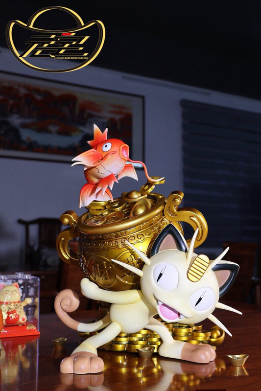 Fortune Cat and Coi Fish resin statue Yuan Bao Studio anime figure