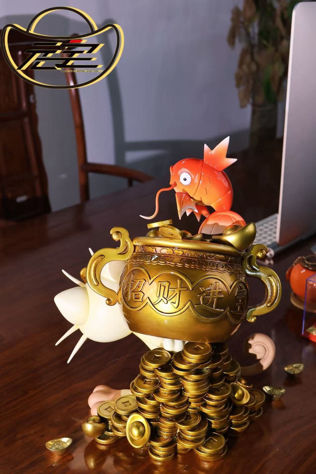 Fortune Cat and Coi Fish resin statue Yuan Bao Studio anime figure