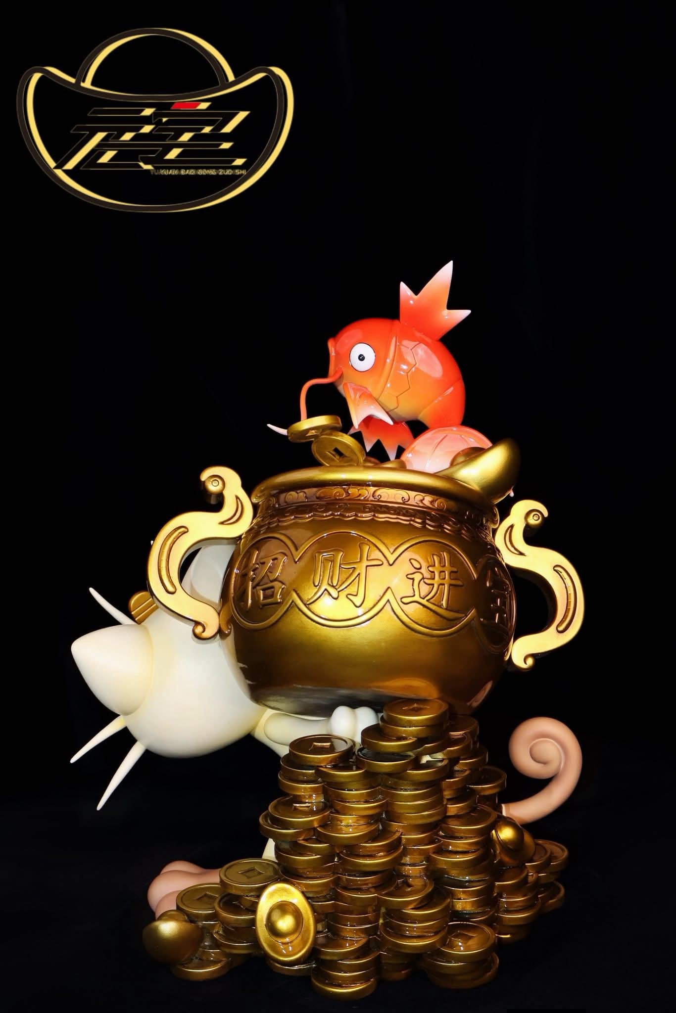 Fortune Cat and Coi Fish resin statue Yuan Bao Studio anime figure