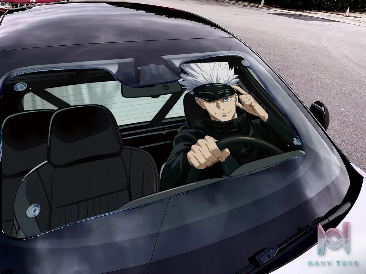 Plover Studio – Jujutsu Kaisen Satoru Gojo Car Windshield Sunshade, Summer UV Protection Front Windshield Cover