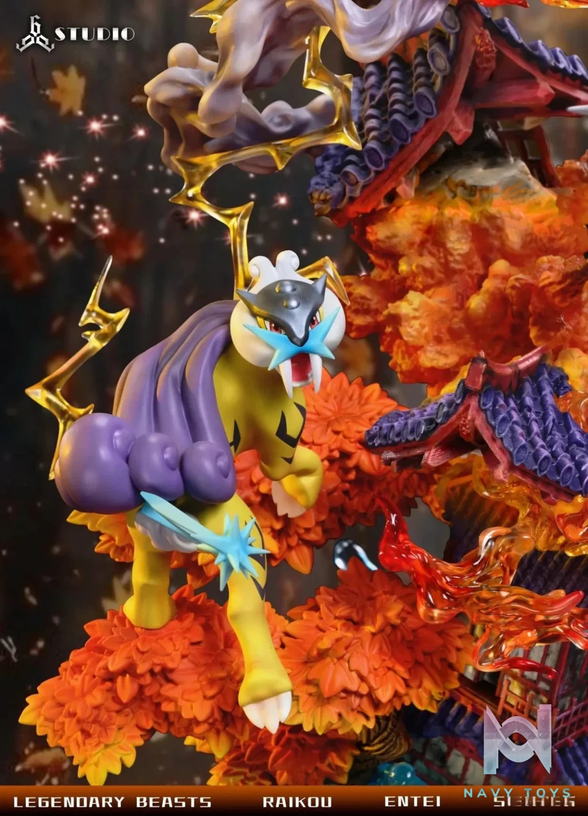 666 Studio - Pokémon Legendary Pokémon Entei & Raikou & Suicune resin statue Navy Toys anime figure