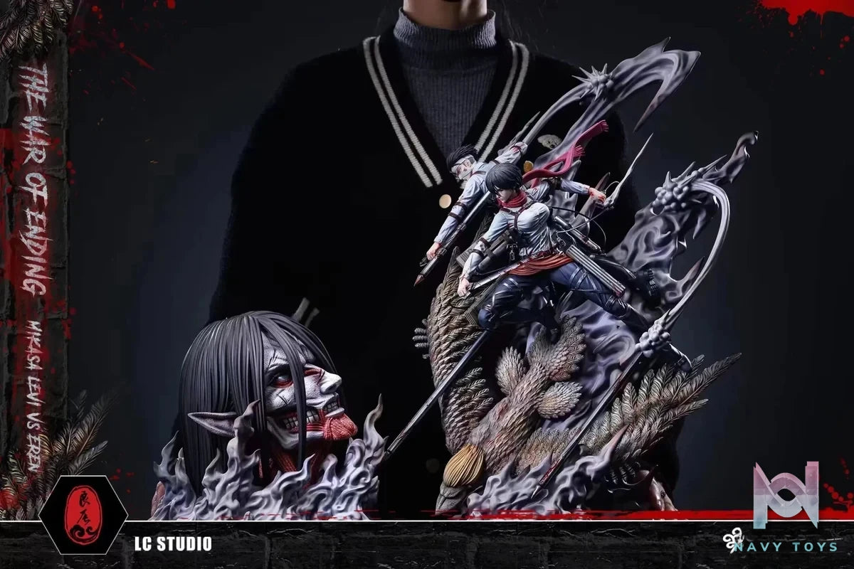 LC Studio - Attack on Titan Mikasa & Levi VS The Founding Titan resin statue Navy Toys anime figure
