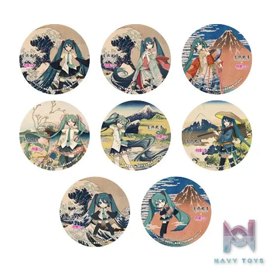 Presence – Katsushika Hokusai x Hatsune Miku Pinback Button 8Pack BOX (Licensed)