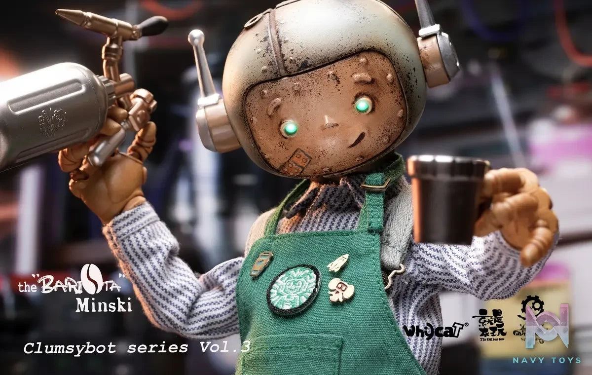 Whycat Studio & GEARHEADTOYS Studio – ClumsyBot Series 3 Barista Minski GHT005 (Licensed)