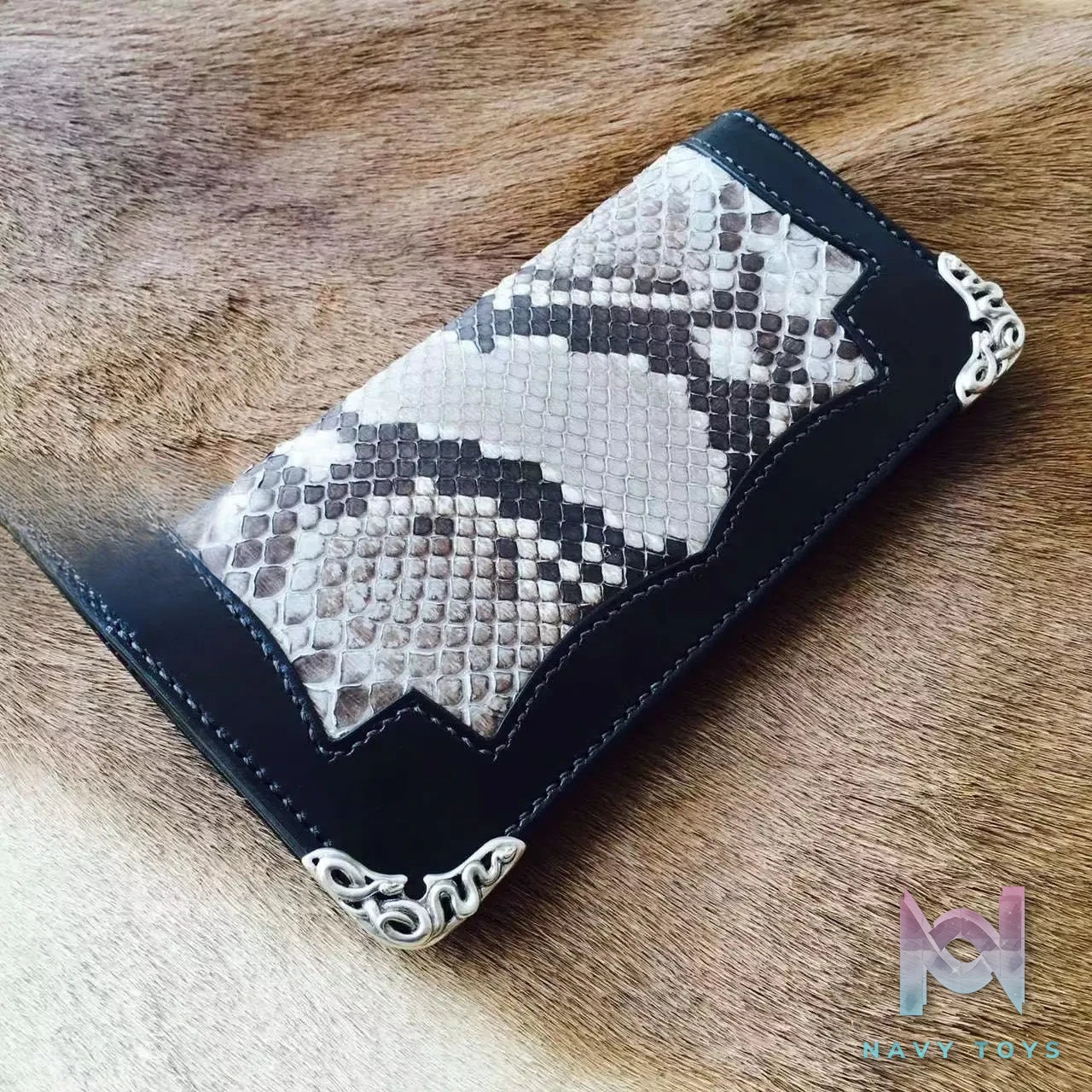 Raven Studio (silver jewelry) – Tochigi Leather Patchwork Python Skin Long Wallet Original