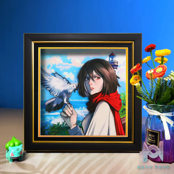 Yu Zhi Jiang Studio – Mikasa Ackerman X Eren Jaeger 3D Decorative Painting Attack on Titan