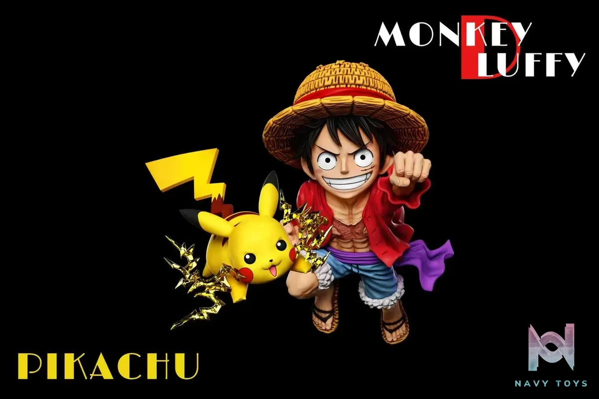 A+ Studio - Pokémon & One Piece Luffy Resonance Series Pikachu & Luffy resin statue Navy Toys anime figure