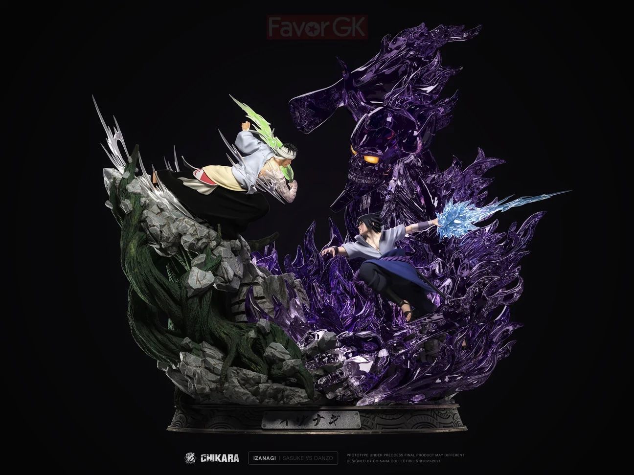 Uchiha Sasuke vs Danzo Shimura resin statue randian studio anime figure