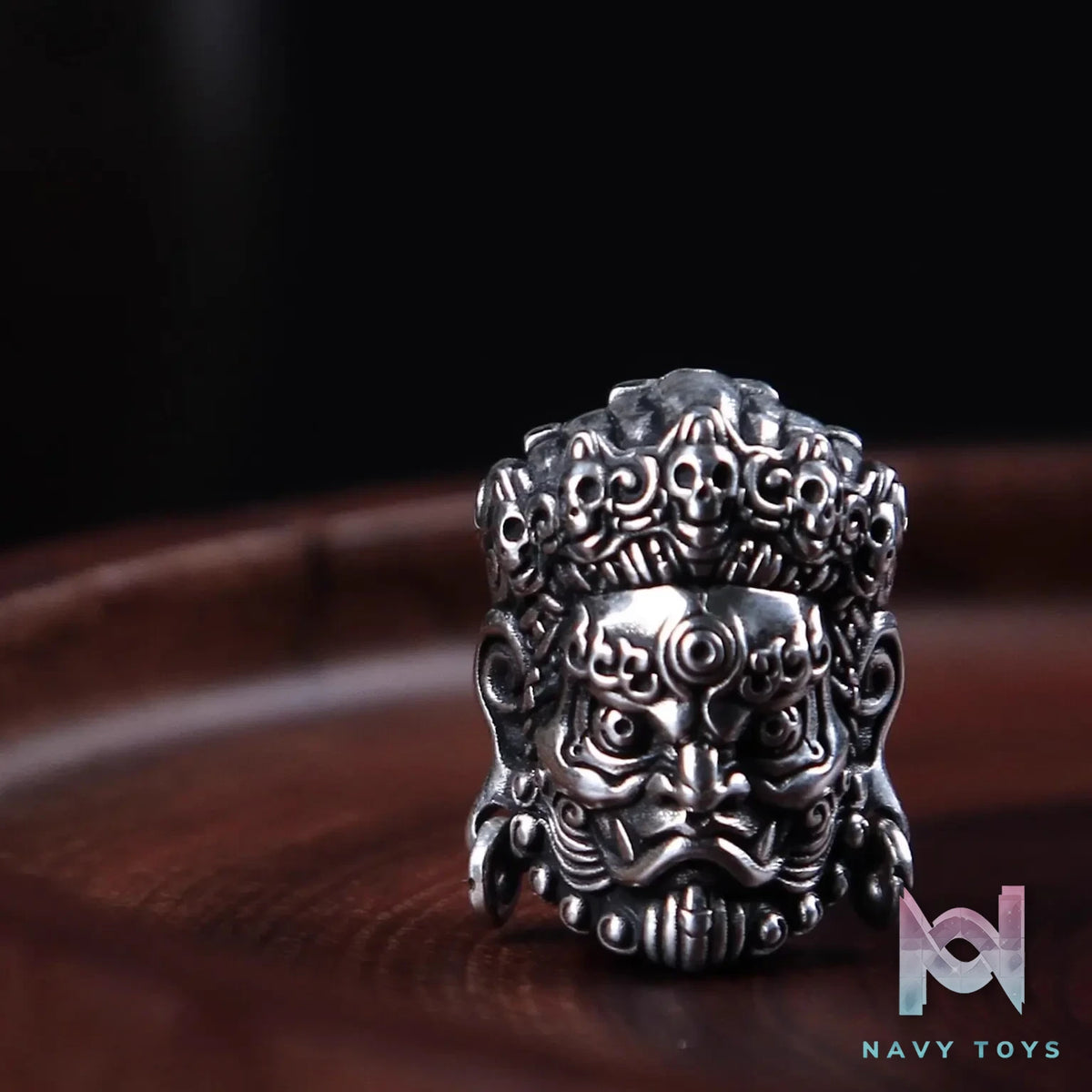 Raven Studio (silver jewelry) – Original “Great Ease” Mahakala Triple-Hole Spacer Bead Original