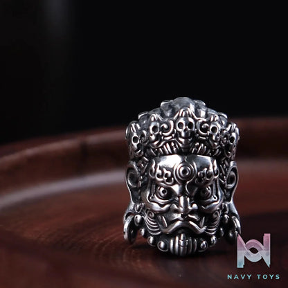 Raven Studio (silver jewelry) – Original “Great Ease” Mahakala Triple-Hole Spacer Bead Original