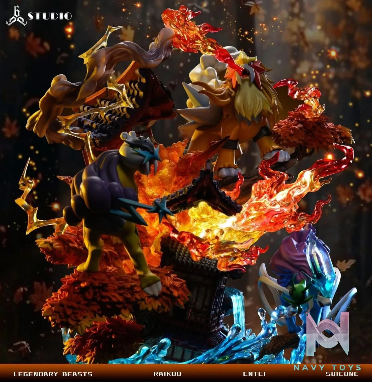 Entei & Raikou & Suicune resin statue 666 Studio anime figure