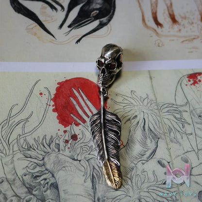 Raven Studio (silver jewelry) – Original RS Skull Feather Earrings Original