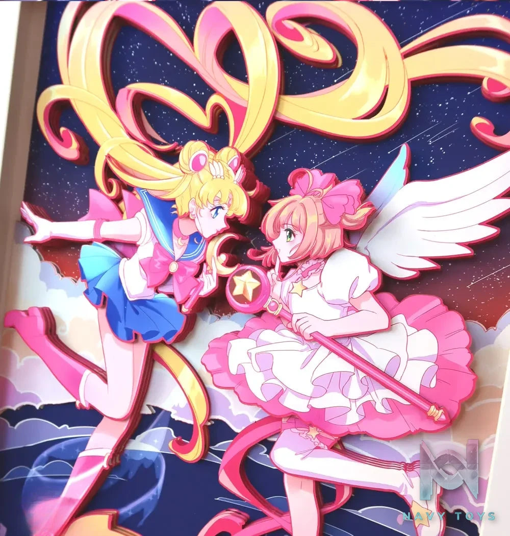 KALA HOME Studio – Sailor Moon X Sakura Kinomoto 3D Decorative Painting Sailor Moon X Cardcaptor Sakura