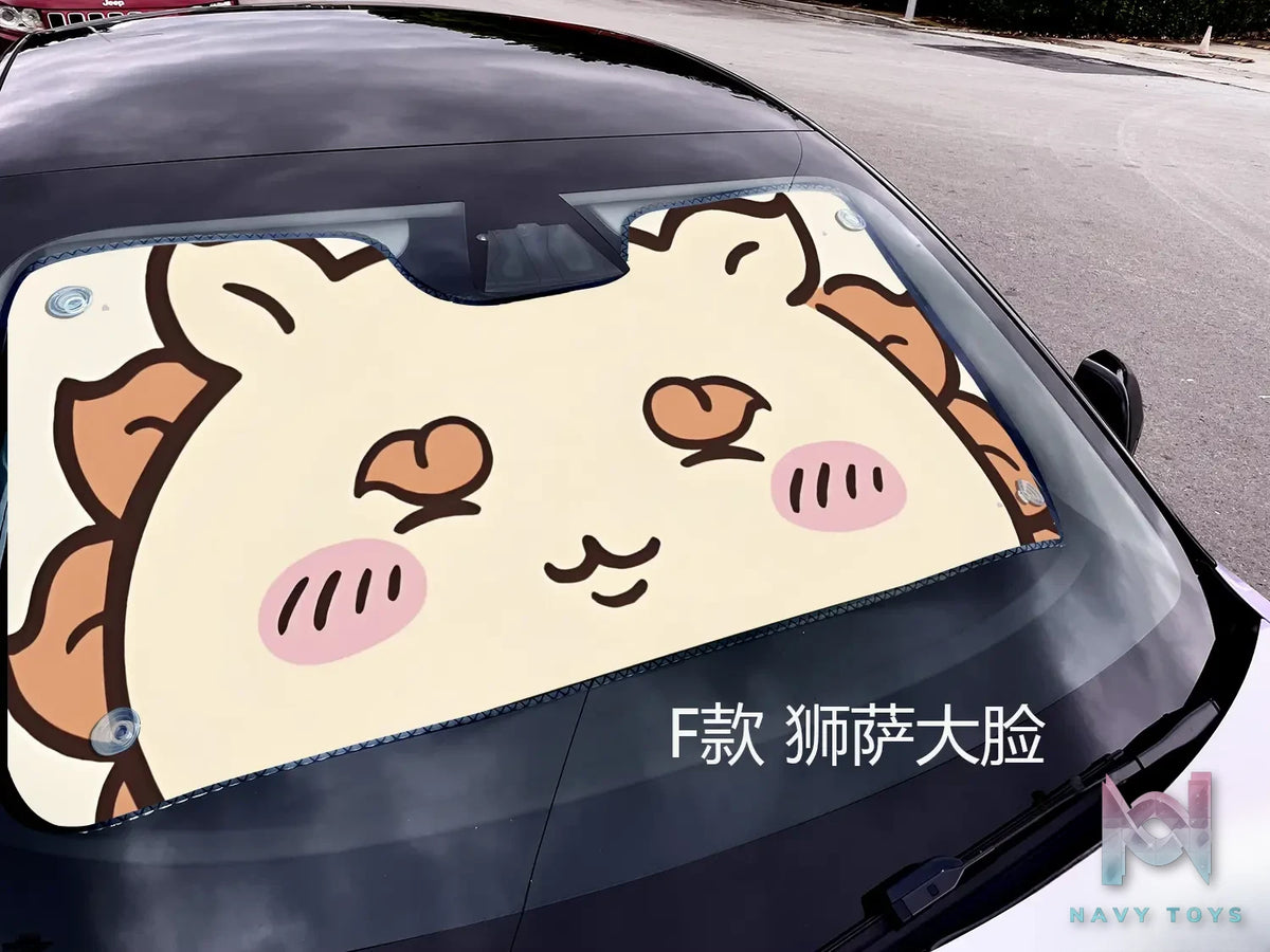 Plover Studio – Chiikawa Car front sunshade Usagi & Hachiware & Chiikawa & Momonga & Shisa & Rakko