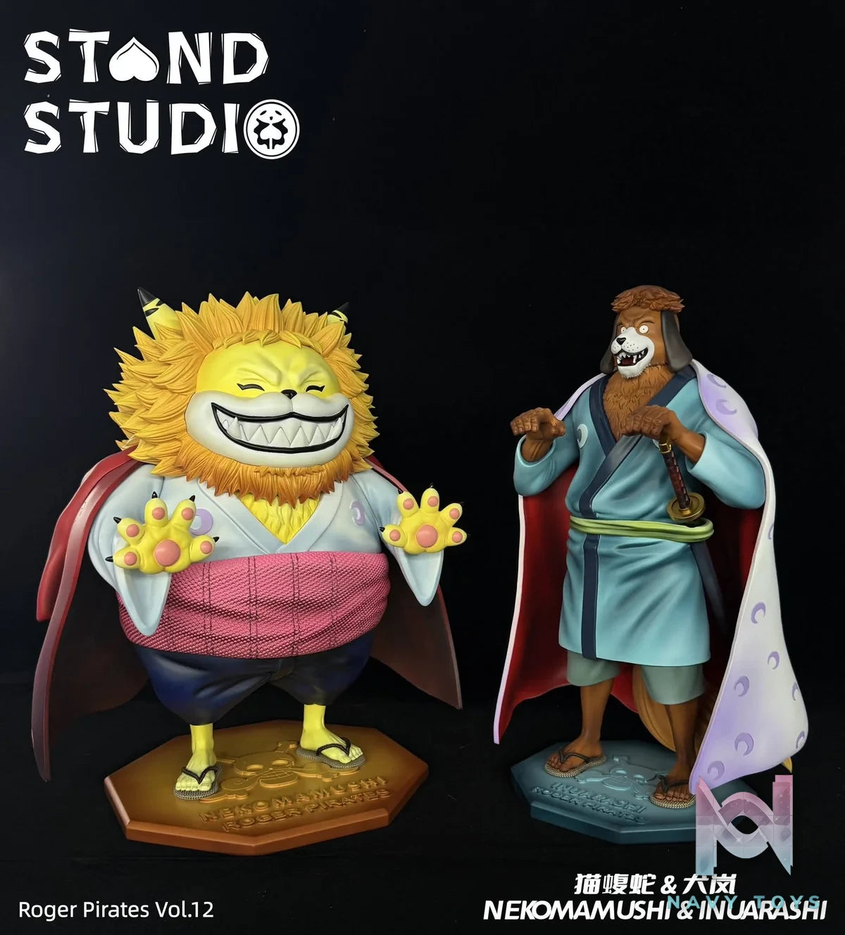 Nekomamushi & Inuarashi resin statue stand studio anime figure