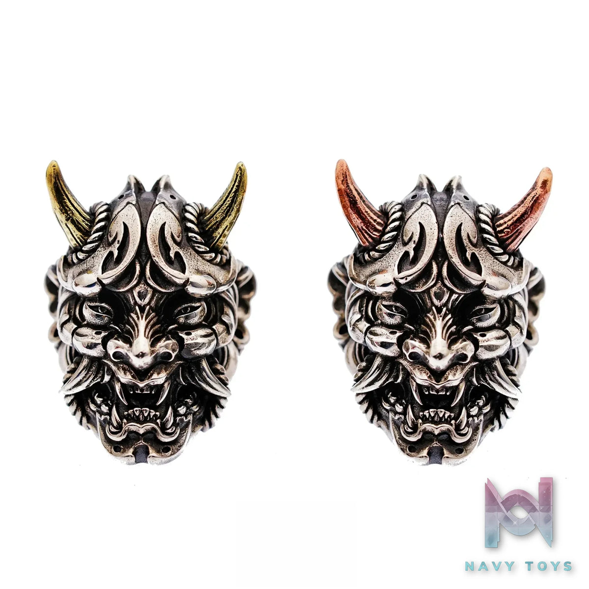 Raven Studio (silver jewelry) – Original Exclusive Design “Hannya” Japanese Samurai Armor Mask Ring Original