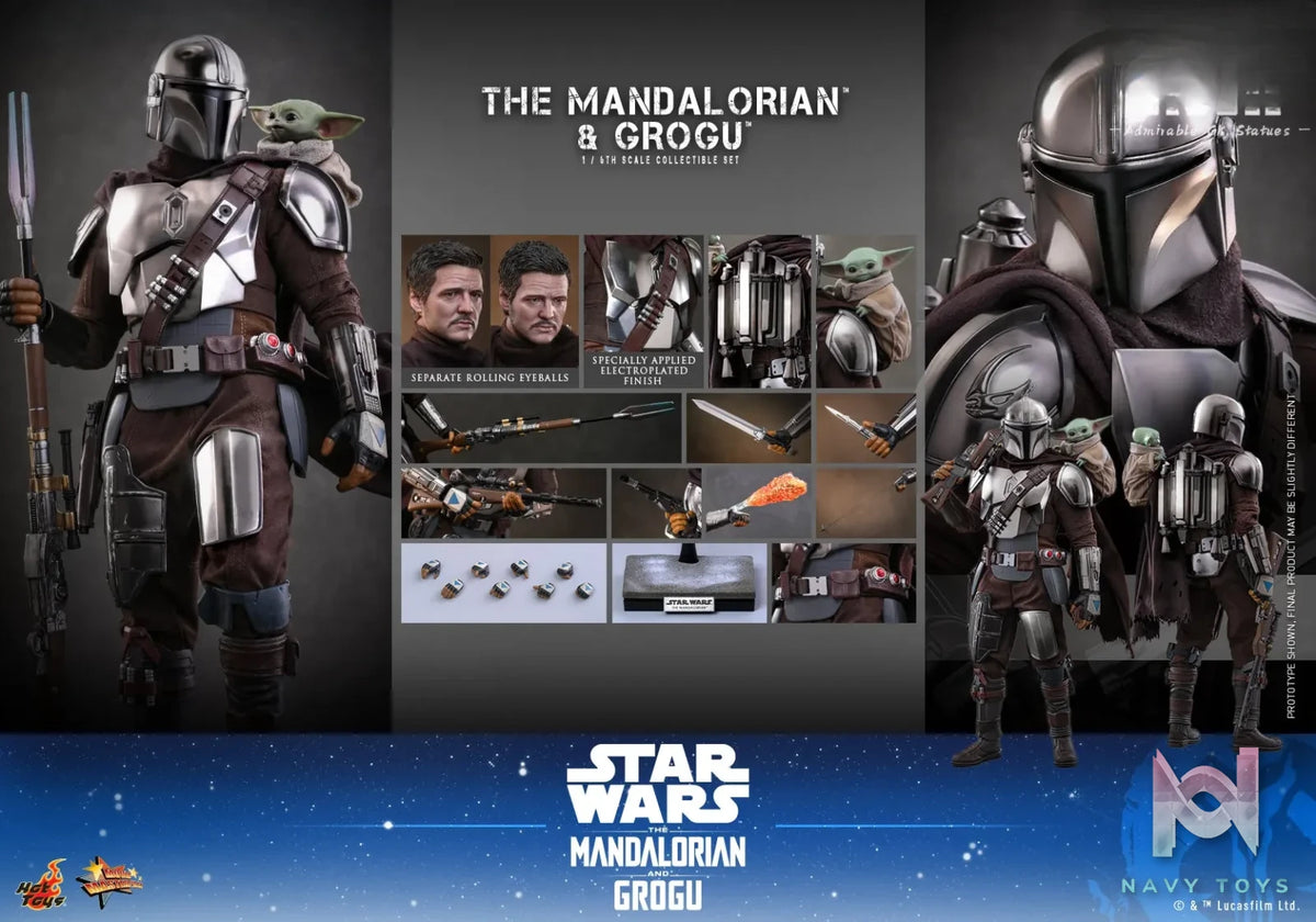 Hottoys – Star Wars: The Mandalorian X Grogu The Mandalorian and Grogu 1/6th scale Collectible Set MMS871 MMS872 (Licensed)