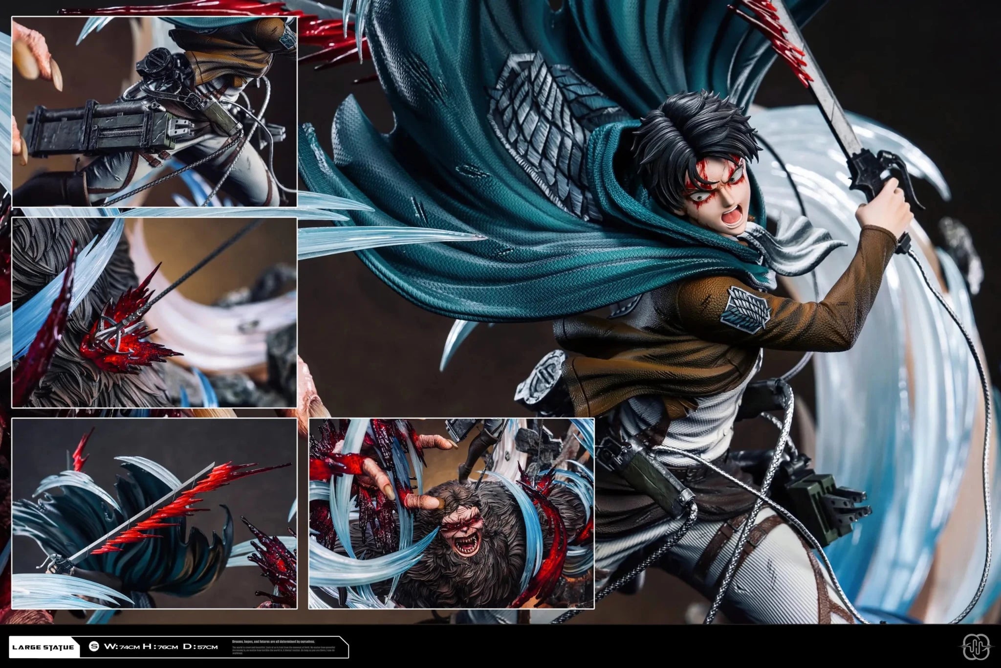 Hertz Studio - Attack on Titan 2.0 Ackerman Levi vs Zeke resin statue Navy Toys anime figure